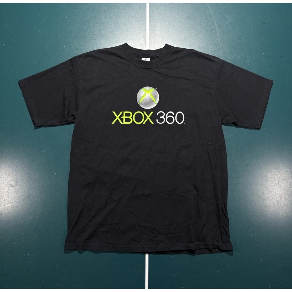 Vintage XBOX 360 Promo T Shirt Men's XL Black Microsoft video game Logo Y2K EUC